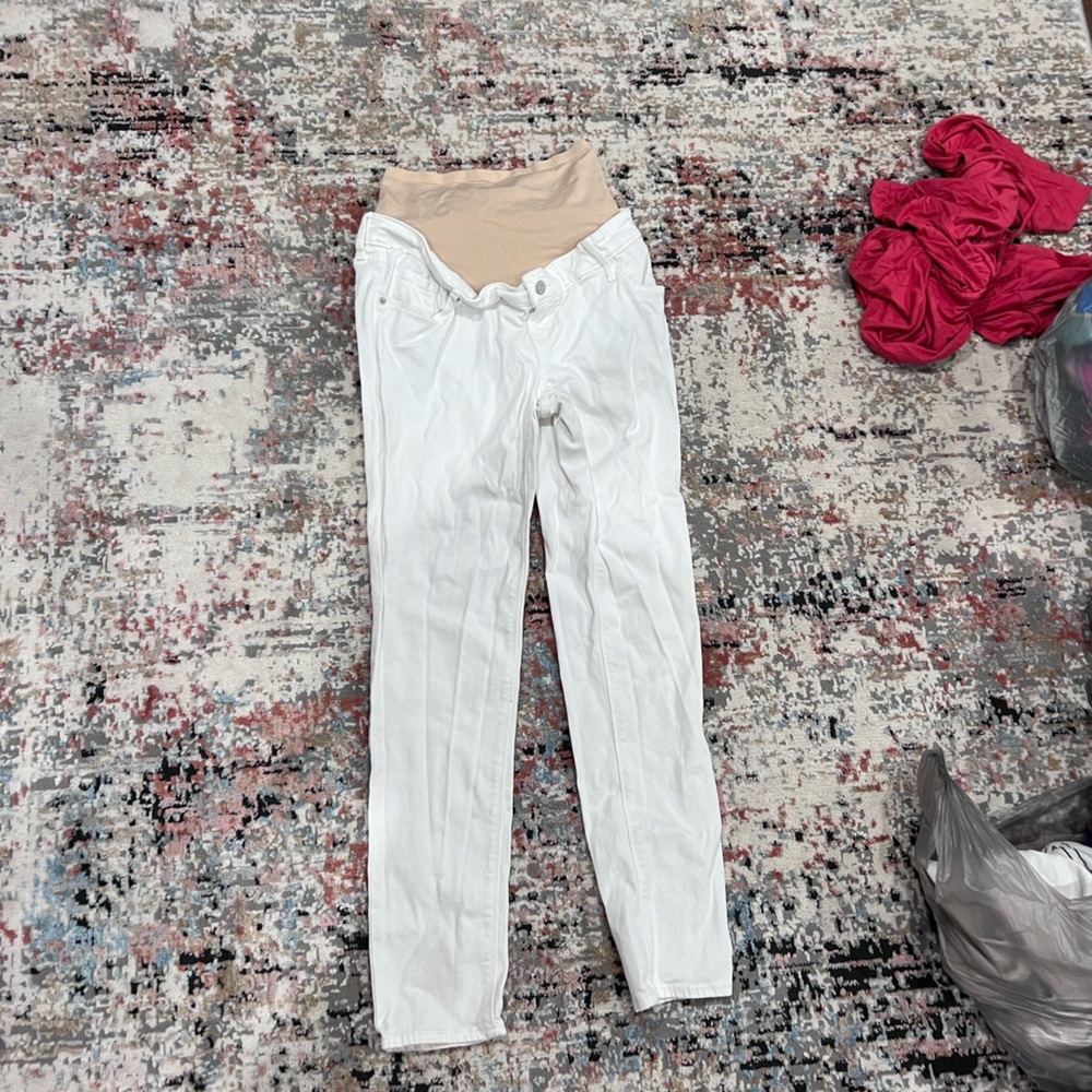 White maternity jeans